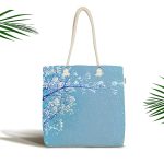 Gökyüzü Temalı Ağaç Motifli Kumaş Plaj Çantası Realhomes