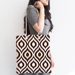 Özel Tasarım Kahve İkat Desenli Dijital Baskılı Kumaş Plaj Çantası Realhomes