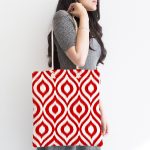 Özel Tasarım Kırmızı İkat Desenli Dijital Baskılı Kumaş Plaj Çantası Realhomes