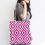 Özel Tasarım Mor İkat Desenli Dijital Baskılı Kumaş Plaj Çantası Realhomes