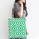 Özel Tasarım Yeşil İkat Desenli Dijital Baskılı Kumaş Plaj Çantası Realhomes