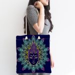 - Canta-5122-1 - Realhomes Mandala İçinde Buddha Çizimli Kumaş Plaj Çantası Realhomes