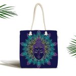 - Canta-5122 - Realhomes Mandala İçinde Buddha Çizimli Kumaş Plaj Çantası Realhomes