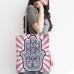 Dekoratif Fatma Ana Eli Motifli Özel Tasarım Kumaş Plaj Çantası Realhomes