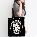Realhomes Black Frida Kahlo Basklı Kumaş Plaj Çantası Realhomes