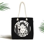 Realhomes Black Frida Kahlo Basklı Kumaş Plaj Çantası Realhomes