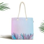 - Canta-5216 - Realhomes Büyüleyici Renklerde Tropikal Yaprak Motifli Özel Tasarım Modern Kumaş Plaj Çantası Realhomes