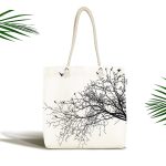 Realhomes Ağaç Dalı Kuş Tasarımlı Dijital Baskılı Kumaş Plaj Çantası Realhomes