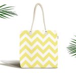 - Canta-523 - Realhomes Modern Zikzak Desenli Dijital Baskılı Kumaş Plaj Çantası Realhomes