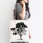 Dekoratif Doğa Çizimli Ağaç Motifli Kumaş Plaj Çantası Realhomes