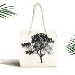 Dekoratif Doğa Çizimli Ağaç Motifli Kumaş Plaj Çantası Realhomes