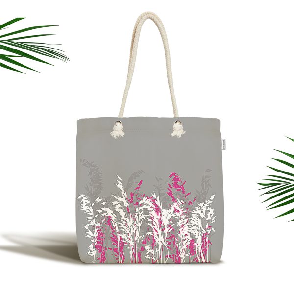 Kırmızı Çizgili Motifli Dekoratif Kumaş Plaj Çantası Realhomes