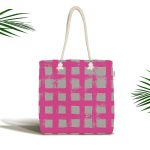 - Canta-5236kolaj - Realhomes Geometrik Kolaj Kare Motifli Kumaş Plaj Çantası Realhomes