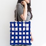 Koyu Yeşil Geometrik Kare Motifli Kumaş Plaj Çantası Realhomes