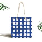 Koyu Yeşil Geometrik Kare Motifli Kumaş Plaj Çantası Realhomes