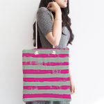 - Canta-5237kolaj-1 - Realhomes Çizgi Kolaj Motifli Dekoratif Kumaş Plaj Çantası Realhomes