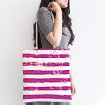 Mor Çizgili Motifli Dekoratif Kumaş Plaj Çantası Realhomes