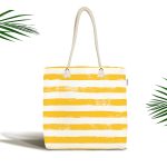 Sarı Çizgili Motifli Dekoratif Kumaş Plaj Çantası Realhomes