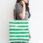 - Canta-5237yesil-1 - Realhomes Yeşil Çizgili Motifli Dekoratif Kumaş Plaj Çantası Realhomes