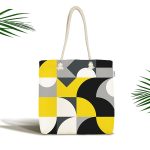 - Canta-5240 - Realhomes Geometrik Renkli Figürlü Dijital Baskılı Özel Tasarım Kumaş Plaj Çantası Realhomes