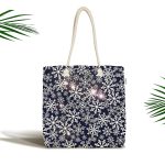 Kristal Kar Taneleri Motifli Özel Tasarım Kumaş Plaj Çantası Realhomes