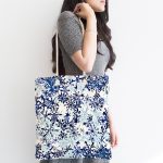 Beyaz Zeminde Mavi Kristal Ve Yıldız Motifli Özel Tasarım Modern Kumaş Plaj Çantası Realhomes