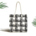 - Canta-5264 - Realhomes Izgara Zeminde Gri Tonlama Dijital Baskılı Özel Tasarım Kumaş Plaj Çantası Realhomes