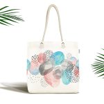 Beyaz Zeminde Renkli Yumurta Desenli Özel Tasarım Kumaş Plaj Çantası Realhomes