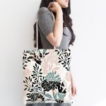 - Canta-5276-1 - Realhomes Realhomes Özel Tasarım Zeytin Yaprak Motifli Kumaş Plaj Çantası Realhomes