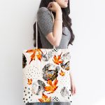 - Canta-5277-1 - Realhomes Mermer Desen Ve Kuru Yaprak Motifli Kumaş Plaj Çantası Realhomes