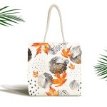 - Canta-5277 - Realhomes Mermer Desen Ve Kuru Yaprak Motifli Kumaş Plaj Çantası Realhomes