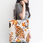 Mermer Zeminde Kurumuş Yaprak Dijital Baskılı Kumaş Plaj Çantası Realhomes