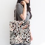 - Canta-5283-1 - Realhomes Leopar Dijital Baskılı İkat Desenli Modern Kumaş Plaj Çantası Realhomes