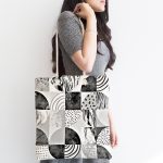 Realhomes Gri Zeminde Dekoratif Mermer Desenli Kumaş Plaj Çantası Realhomes