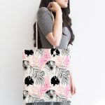 - Canta-5290-1 - Realhomes Renkli Yapraklar Desenli Kumaş Plaj Çantası Realhomes