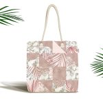 - Canta-5304 - Realhomes Mermer Desen Temalı Geometrik Özel Tasarım Kumaş Plaj Çantası Realhomes