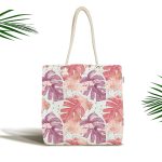 Sulu Boya Tropik Yaprak Desenli Özel Tasarım Modern Kumaş Plaj Çantası Realhomes