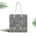 - Canta-5325 - Realhomes Zebra Desenli Özel Tasarım Kumaş Plaj Çantası Realhomes