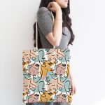 - Canta-5343-1 - Realhomes Botanik Portre Basklı Kumaş Plaj Çantası Realhomes