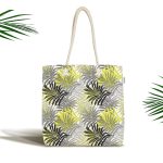 - Canta-5358 - Realhomes Sarı Yapraklar Üzerinde Nokta Tasarımlı Kumaş Plaj Çantası Realhomes