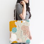 Portre Face Temalı Dekoratif Özel Tasarım Kumaş Plaj Çantası Realhomes