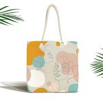 Portre Face Temalı Dekoratif Özel Tasarım Kumaş Plaj Çantası Realhomes