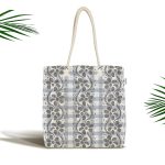 - Canta-5393 - Realhomes Kot Zeminli Dekoratif Çiçek Motifli Kumaş Plaj Çantası Realhomes