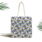 - Canta-5394 - Realhomes Kahverengi Çizgiler Üzerinde Soyut Çizimli Dijital Baskılı Kumaş Plaj Çantası Realhomes