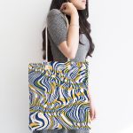 - Canta-5397-1 - Realhomes Kahverengi Ve Lacivert Renkte Dalgalı Desen Dijital Baskılı Kumaş Plaj Çantası Realhomes