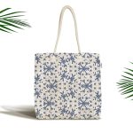 - Canta-5408 - Realhomes Gri Zeminde Kar Taneleri Dijital Baskılı Kumaş Plaj Çantası Realhomes