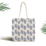 Kot Zeminde Yaprak Motifli Özel Tasarım Kumaş Plaj Çantası Realhomes