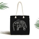 - Canta-5421 - Realhomes Retro Mandala Fil Desenli Özel Tasarım Kumaş Plaj Çantası Realhomes