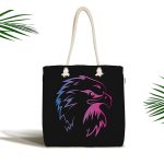 Siyah Zeminde Neon Kartal Motifli Kumaş Plaj Çantası Realhomes