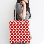 Kırmızı Dairesel Geometrik Dijital Baskılı Kumaş Plaj Çantası Realhomes